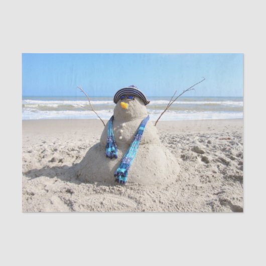 Florida Snowman - Sand Sculpture - Weefselpapier Tissuepapier (Voorkant)