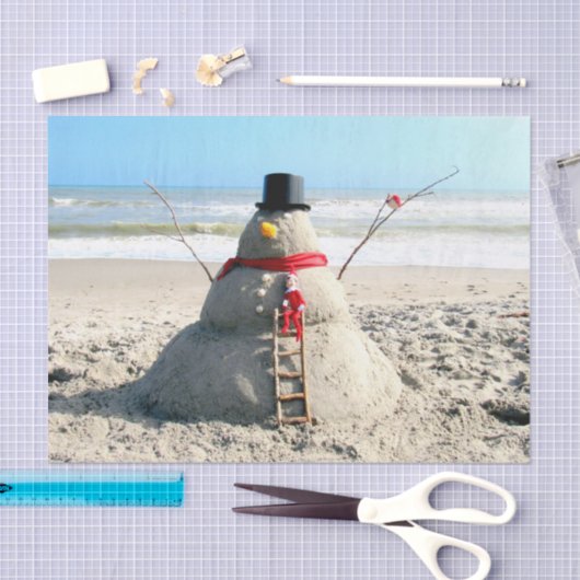 Florida Snowman - Sand Sculpture - Weefselpapier Tissuepapier (Craft)