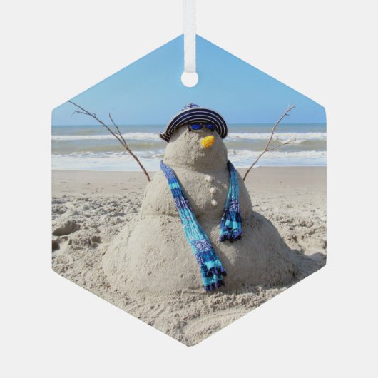 Florida Snowman - Strand Kerst Ornament (Achterkant)