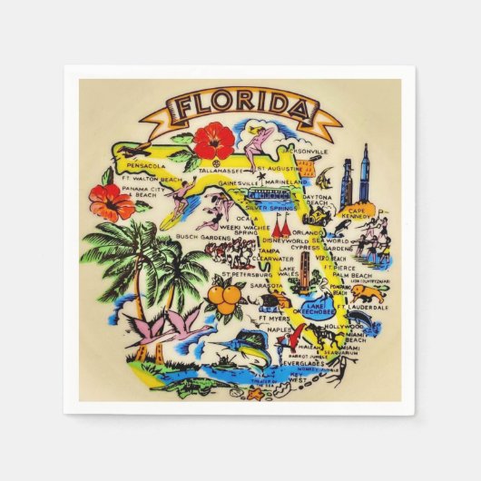 Florida Souvenir Cocktail Servet (Voorkant)