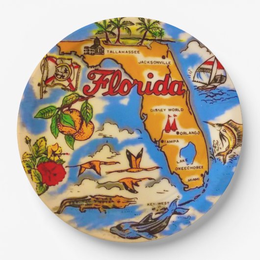 Florida Staat Feestbord Papieren Bordje (Voorkant)
