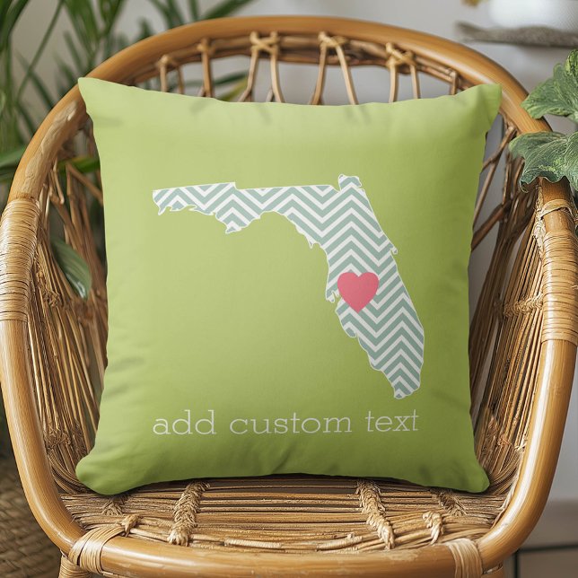 Florida staat kaart overzicht met aangepaste hart  kussen (Custom Pillow)