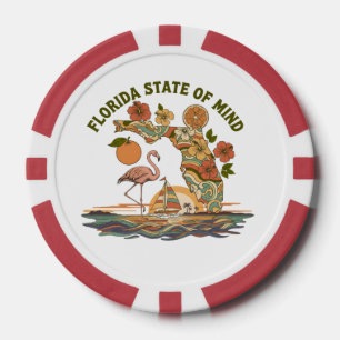 Florida Staat van Geest Retro Flamingo Zeilboot Ca Poker Chips