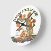 Florida Staat van Geest Retro Flamingo Zeilboot Ca Ronde Klok (Hoek)
