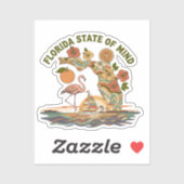 Florida Staat van Geest Retro Flamingo Zeilboot Ca Sticker (Vel)