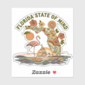 Florida Staat van Geest Retro Flamingo Zeilboot Ca Sticker (Vel)
