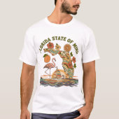 Florida Staat van Geest Retro Flamingo Zeilboot Ca T-shirt (Voorkant)