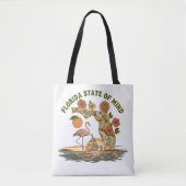 Florida Staat van Geest Retro Flamingo Zeilboot Ca Tote Bag (Voorkant)