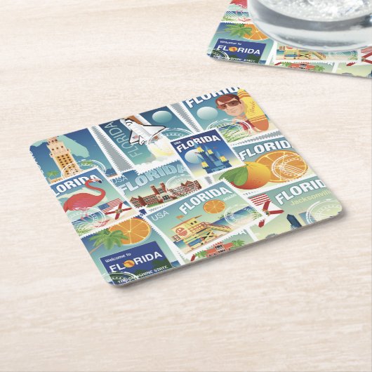 Florida Stamps Kartonnen Onderzetters (Schuin)