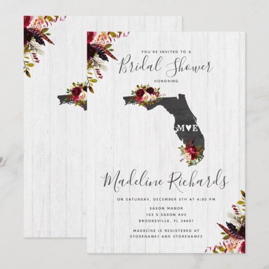 Florida State Bestemming Bruids Douche Uitnodiging (Voorkant / Achterkant)