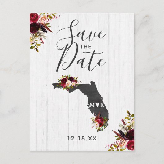 Florida State Bestemming Rustic Save the Date Aankondigingskaart (Voorkant)