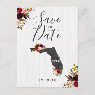 Florida State Bestemming Rustiek Save the Date Aankondigingskaart
