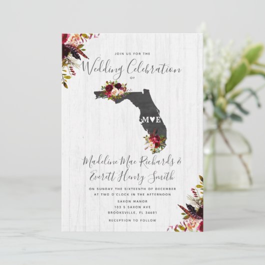 Florida State Bestemming Uitnodiging voor bruiloft (Staand voorkant)