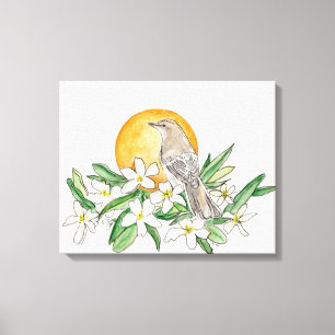 Florida State Bird and Flower Canvas Afdruk