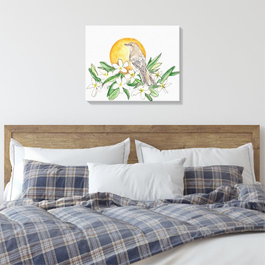 Florida State Bird and Flower Canvas Afdruk (Insitu (Slaapkamer))