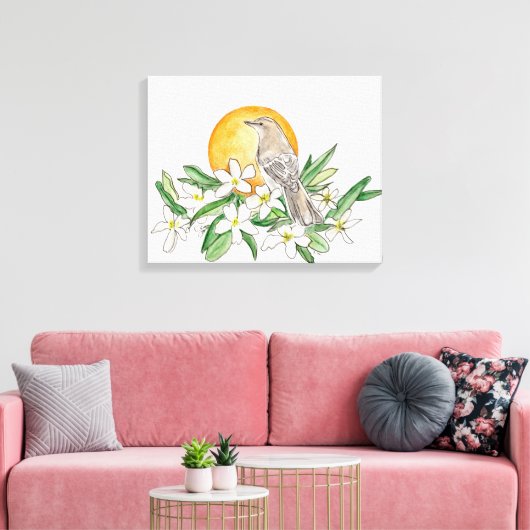 Florida State Bird and Flower Canvas Afdruk (Insitu (Woonkamer))