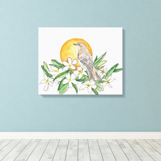 Florida State Bird and Flower Canvas Afdruk (Insitu (Houten vloer))