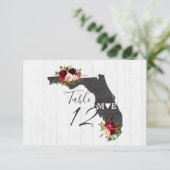 Florida State Destination Wedding Table Numbers Kaart (Staand voorkant)
