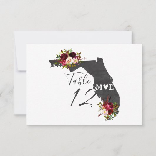 Florida State Destination Wedding Table Numbers Kaart (Achterkant)