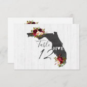 Florida State Destination Wedding Table Numbers Kaart (Voorkant / Achterkant)