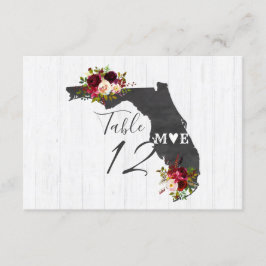 Florida State Destination Wedding Table Numbers Kaart