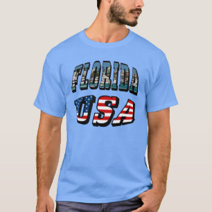 Florida State en Verenigde Staten Vlag Tekst Unise T-shirt