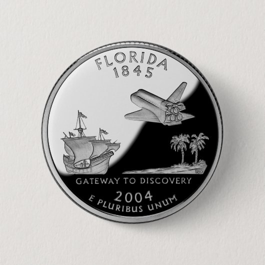 Florida State Faux Quarter Ronde Button 5,7 Cm (Voorkant)