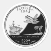 Florida State Faux Quarter Ronde Sticker (Voorkant)