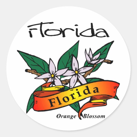 Florida State Flower Sinaasappel Blossom Ronde Sticker (Voorkant)