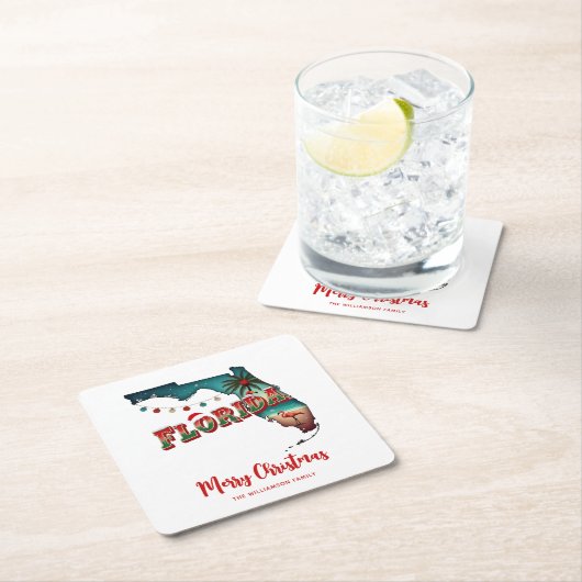 Florida State Holiday Map Kartonnen Onderzetters (Insitu)