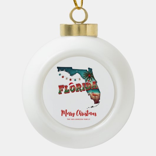Florida State Holiday Map Keramische Bal Ornament (Voorkant)