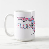 Florida State Kaart Omtrek Vorm Roze Flamingo's Koffiemok (Links)
