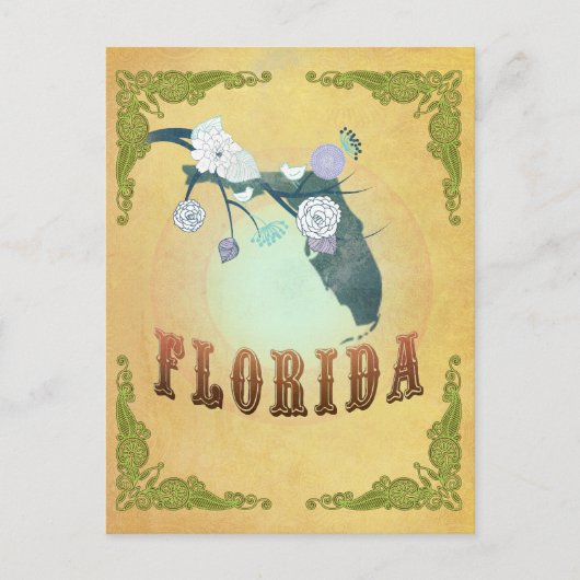  Florida State Kaart- Passievrucht Geel Briefkaart (Voorkant)