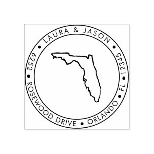 Florida State Map Address Wood Art Stamp Rubberstempel