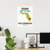 Florida State Map Art - Love Fort Lauderdale Art Poster (Thuiskantoor)