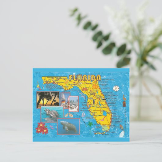 Florida State Map Briefkaart (Staand voorkant)