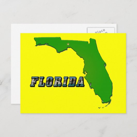 Florida State Map en Text Briefkaart (Voorkant / Achterkant)