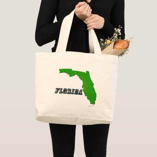 Florida State Map en Text Grote Tote Bag (Voorkant (product))