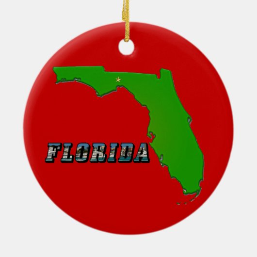Florida State Map en Text Keramisch Ornament (Achterkant)