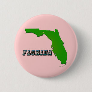 Florida State Map en Text Ronde Button 5,7 Cm