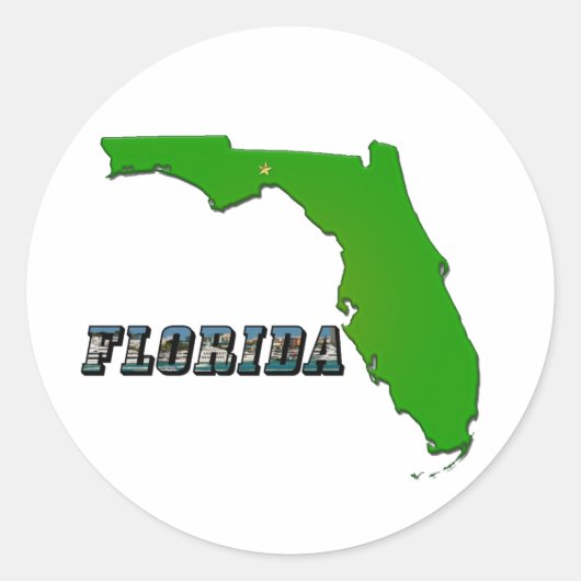Florida State Map en Text Ronde Sticker (Voorkant)