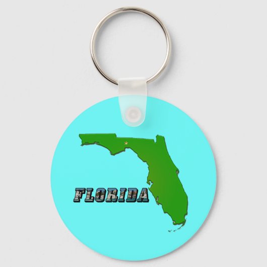 Florida State Map en Text Sleutelhanger (Voorkant)