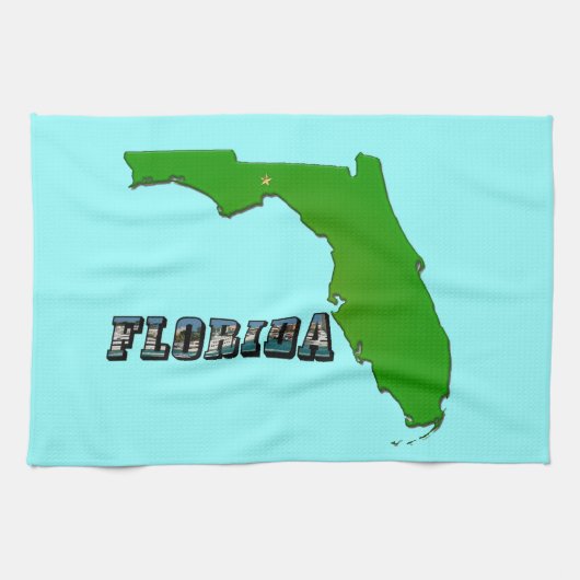 Florida State Map en Text Theedoek (Horizontaal)