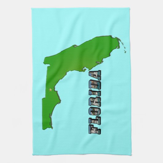 Florida State Map en Text Theedoek (Verticaal)