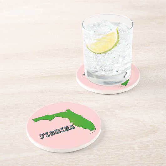Florida State Map en Text Zandsteen Onderzetter (Zijkant)