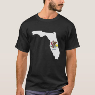 FLORIDA STATE MAP ILLINOIS IL Vlag Roots Mannen Vr T-shirt