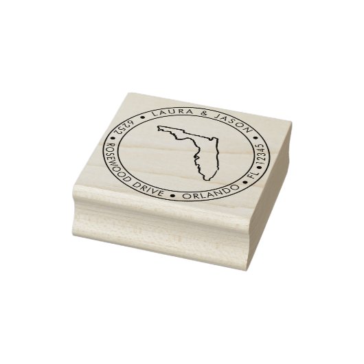 Florida State Map Retouradres Wood Art Stamp Rubberstempel (Stempel)