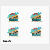 Florida State Retro  Zonsondergang Ovale Sticker (Vel)
