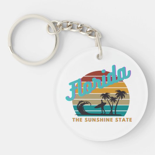 Florida State Retro  Zonsondergang Sleutelhanger (Voorkant)