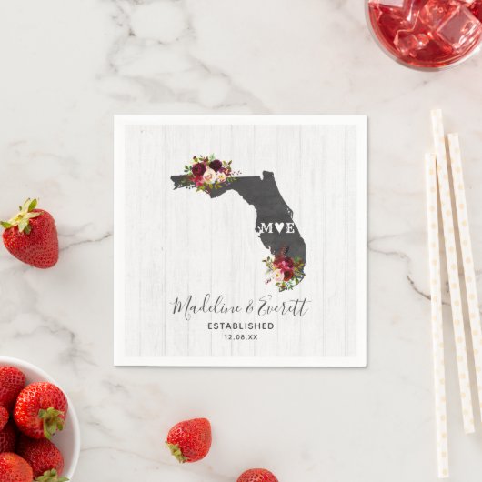 Florida State rustieke hout bruiloft monogram Servet (Insitu)